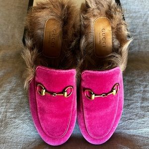 *Brand New* Gucci Princeton Fur Mules-Hot Pink